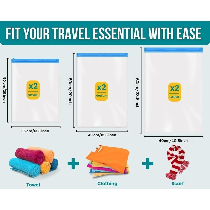 No‑Pump Vacuum Compression Storage Bags, Space Saver Travel Bags for Clothes, Handy Organizer for Luggage Home Cruise Camping Storage Accessories