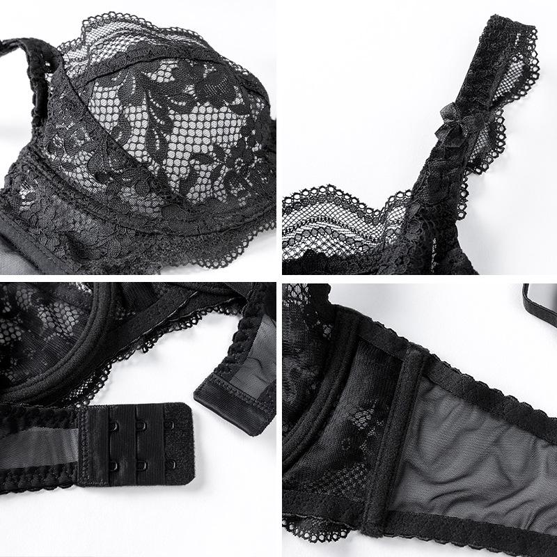 Sheer Lace Push-Up Bra: Breathable, Hollow Design for All Bust Sizes