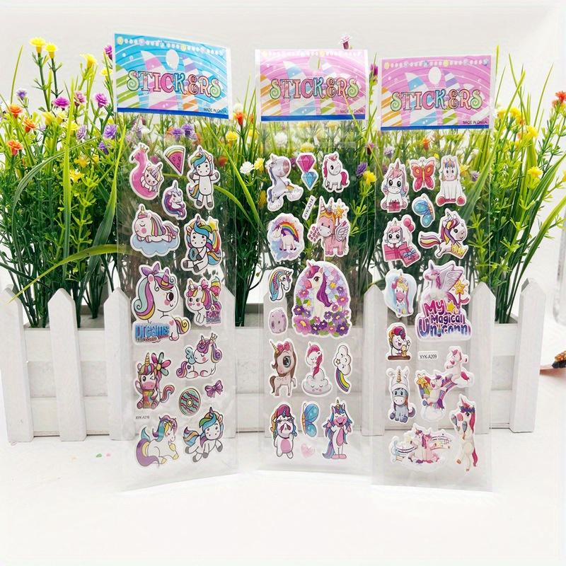 8sheets/pack Cute Unicorn 3D Bubble- stickers suitable for scrapbooks, and DIY scenes using, reward gifts, birthday gift sticker
