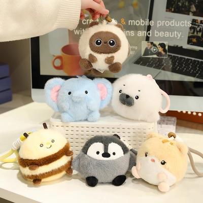 Cute Little Animal Doll Bee Pendant Plush Toy Bag Hanging Decoration Unzipping Creative Birthday Gift for Women