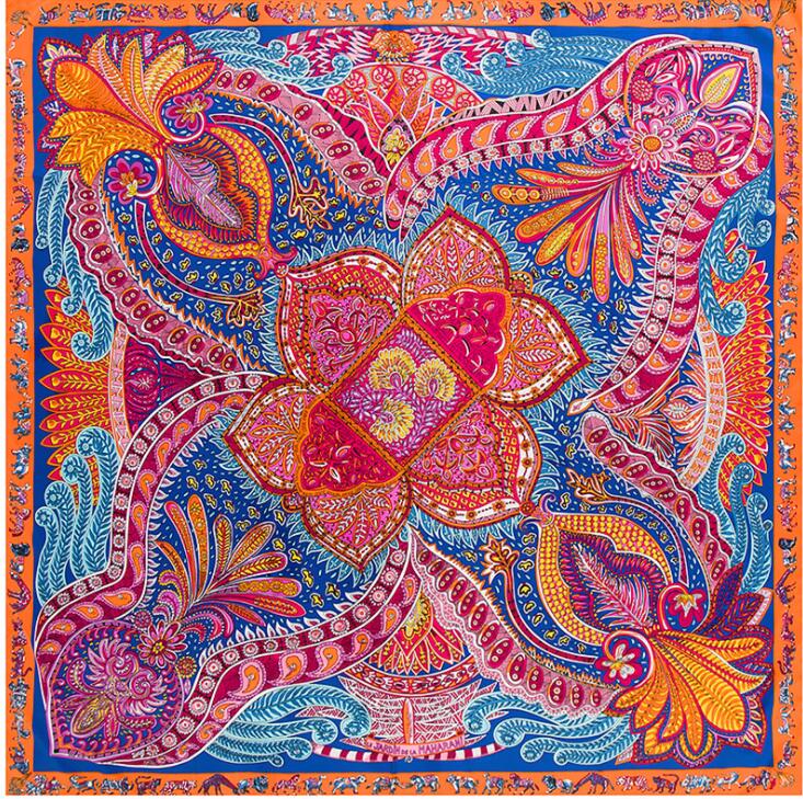 Fashion Women Scarf  Paisley Hijab Twill Silk Shawl Scarfs For Ladies Foulard Square Head Scarves Wraps