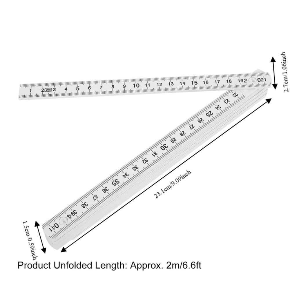 3PCS White Measuring Stick Lightweight Meter Stick Durable Folding Carpenters Ruler