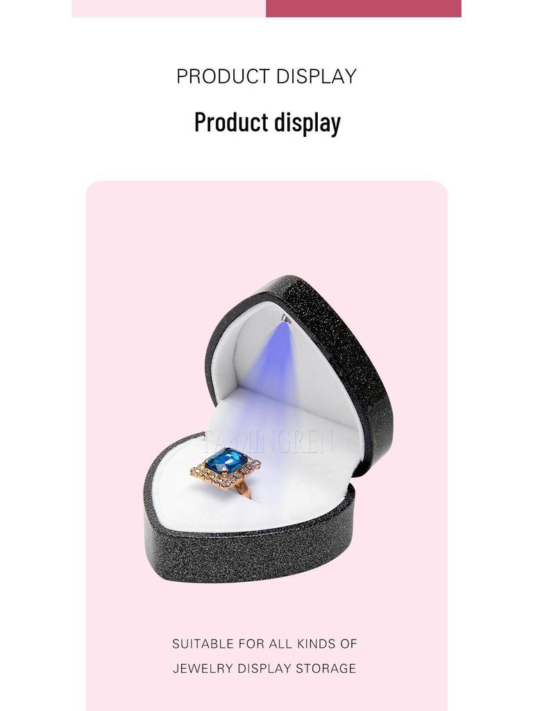 Luxury Heart-Shaped LED Jewelry Box for Rings and Necklaces