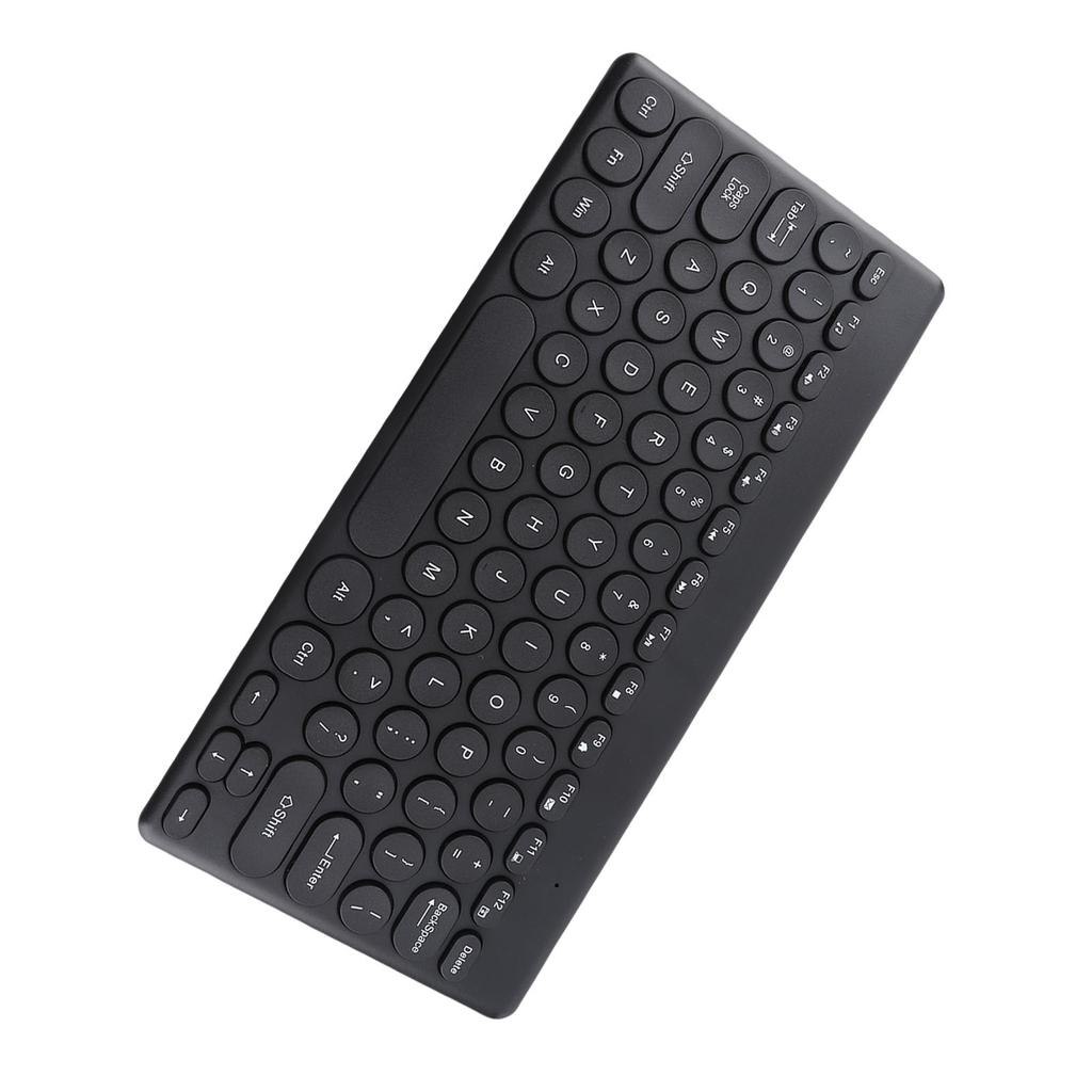 Wireless Keyboard 2.4G 78 Keys Ergonomic Design Portable Slim Power Saving Round Keycaps USB Keyboard