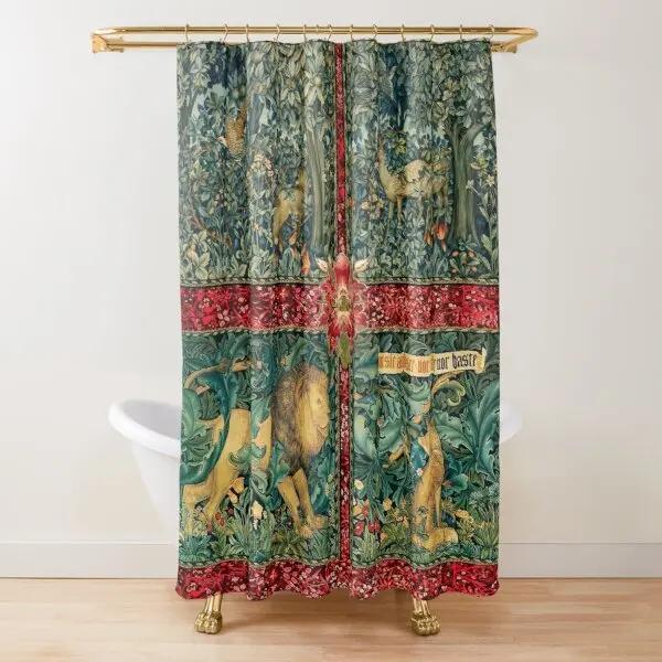 Animali del Bosco Fagiano e Volpe Tenda da Doccia Blu Verde Floreale Lepri Verdeggiante Tenda da Doccia per Bagno con 12 Ganci