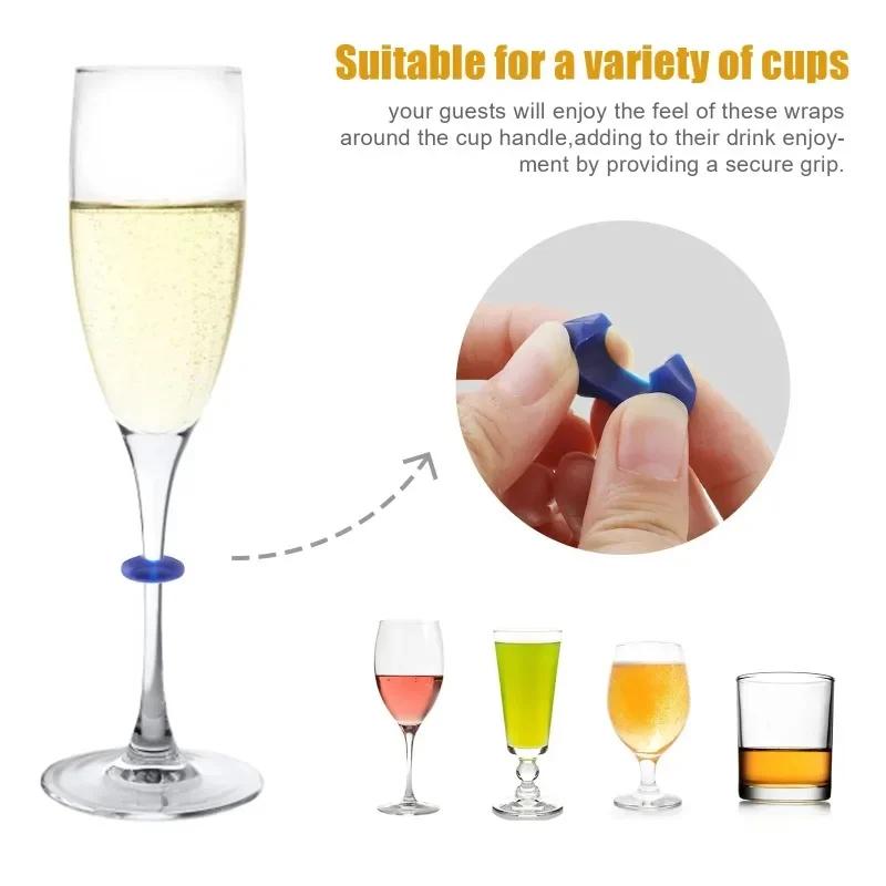 Silicone Wine Glass Marker Juice Champagne Cup Goblet Label Mug Tag Bar Wedding Identification Color Random Party Tools
