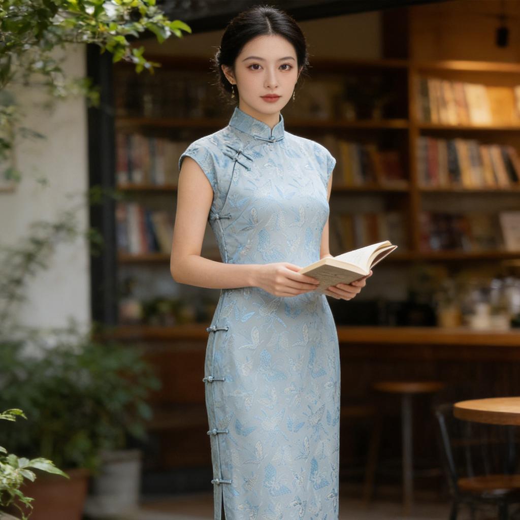 Chinese style women's clothing summer new retro jacquard daily improvement temperament long cheongsam 118119