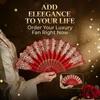 Red Lace Folding Hand Fan Gold Embossed Pattern Elegant Handheld Fan Lightweight Decor Fan For Wedding Party Cosplay Po Props