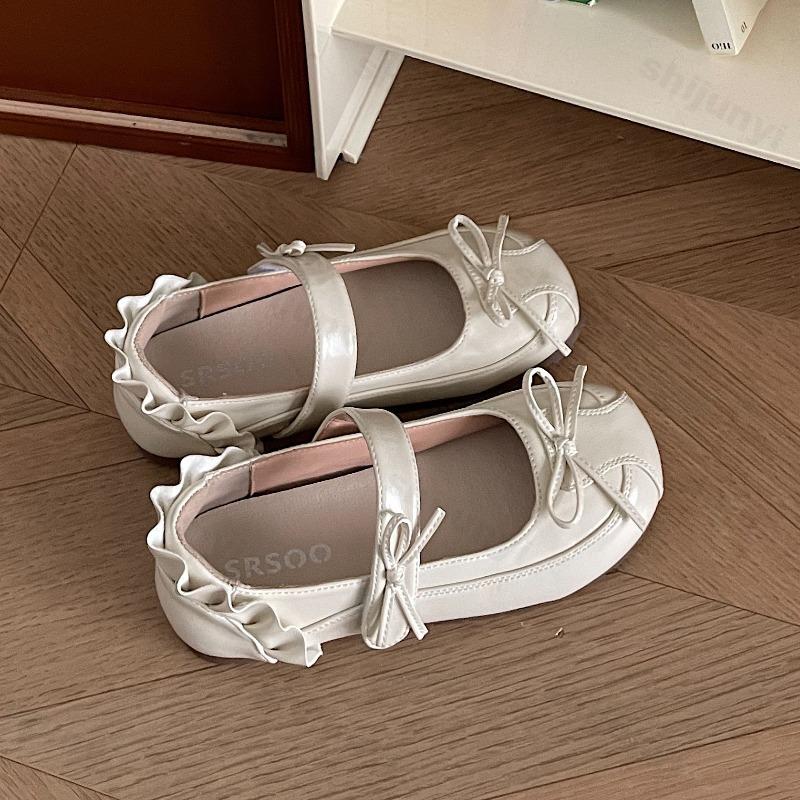 Women's Flat Ballet Shoes 2025 Autumn New Vintage Bow Knot Mary Jane Shoes Lightweight Comfortable Non Slip Casual Shoes