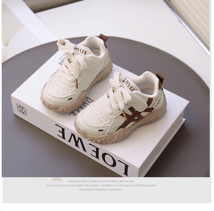 2025 Spring & Autumn Genuine Leather Breathable Boys' & Girls' Soft Sole German Training Sports Shoes