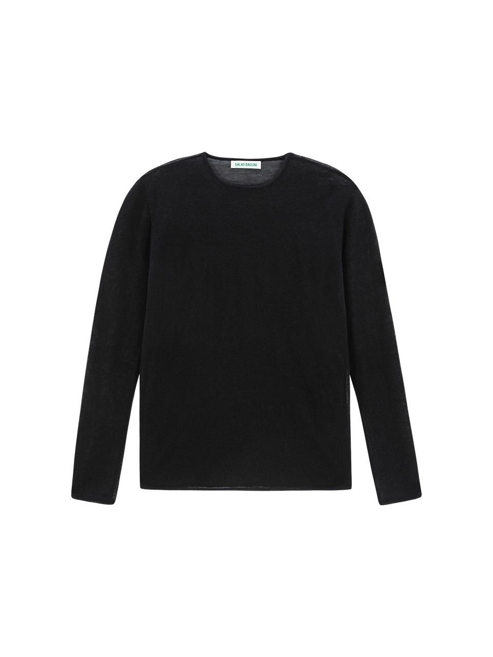 Salad Basket Shimmer Round Neck Knit - Black