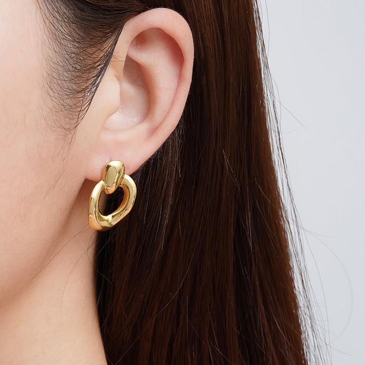 Retro Błyszczący Design Niszowy Prosty Nieregularny Kształt Geometryczny Spersonalizowane Kolczyki Damskie