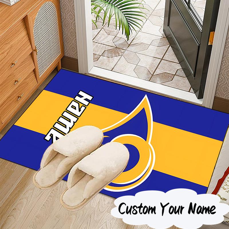 Custom Name Rams Team Spirit Rug for Living Room, Game Rooms, Office, Bedroom, Floor Mat Playful Design, Fan Gifts Christmas Decor