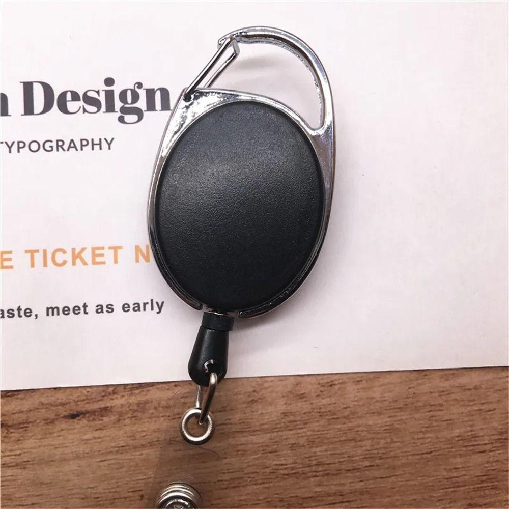 Horizontal Half Card Holder Transparent Name Card Cover Retractable Badge Reel Hospital Student