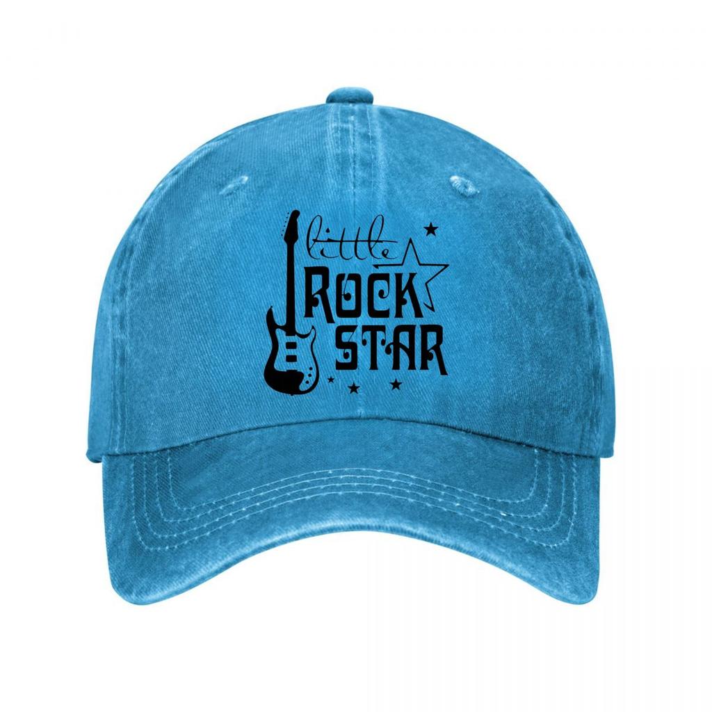 Little Rock Star Guitar Stars Graphic Washed Baseball Cap Outdoor For Womens Unisex FeUnisex