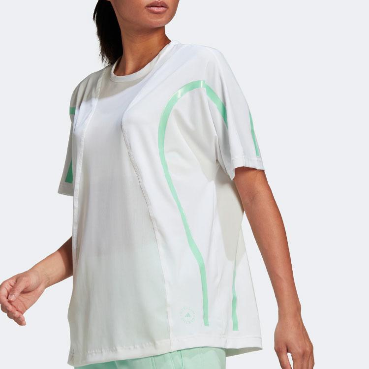 adidas by Stella McCartney Women's Truepace Running Loose T-Shirt White/Light Green HB6081