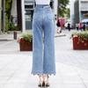 Lace Patchwork Plus Size Vintage Floral High Waist Casual Loose Women Summer Jeans Denim Wide Leg Pants