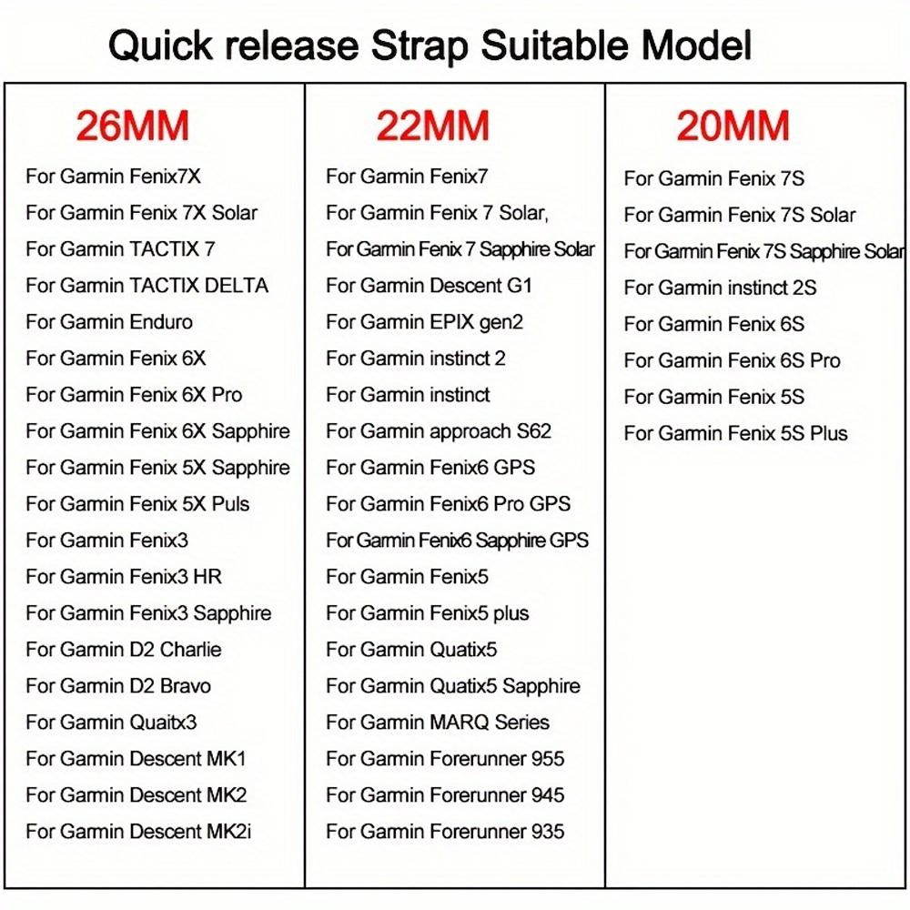 Silicone Watch Strap 26mm 22mm For QuickFit Garmin Band Fenix 8 7X 7 7S 6X 6 Pro 5 5X Epix 2 Forerunner 965 955 945 Instinct 2