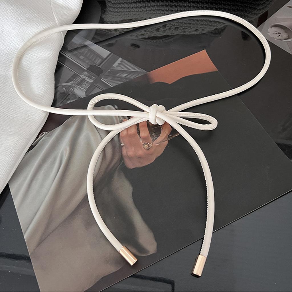 Women's PU Leather Thin Belt Vintage Style Waist Chain Decorative Slim Waist Strap Belt for Dress and Coat Decor