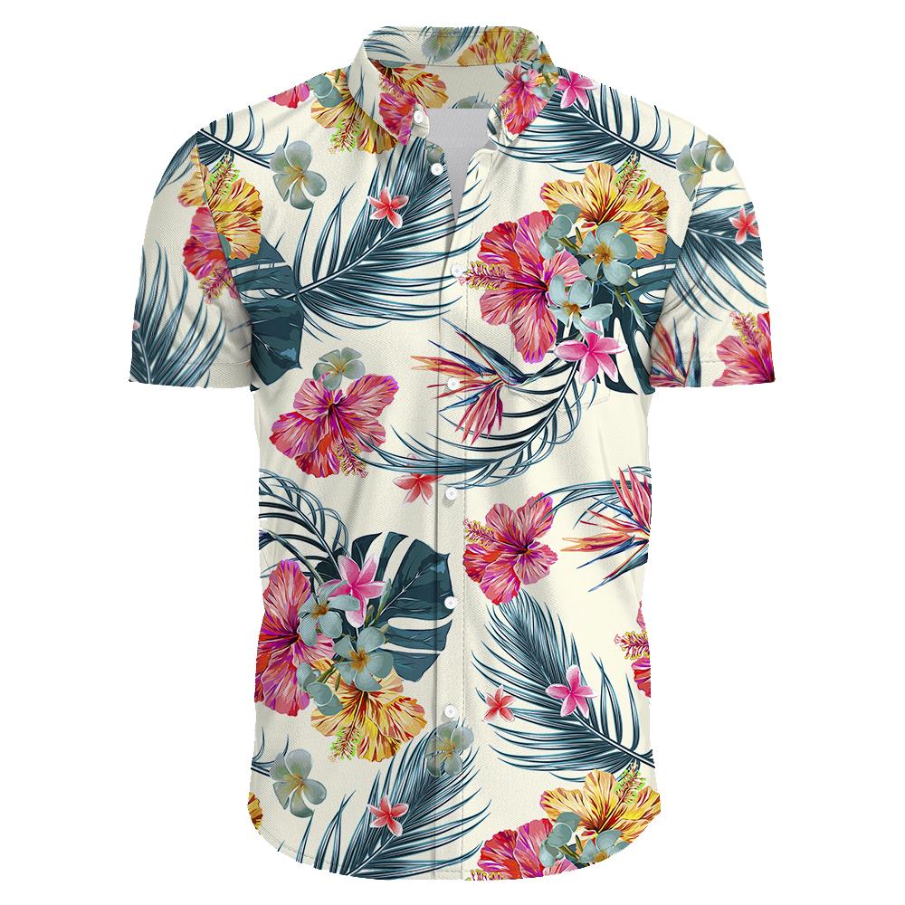 

2026 Summer Men s Casual Floral Print Short Sleeve Top Hawaiian Shirt For Mens Clothes Daily New High Quality Lapel Oversized S