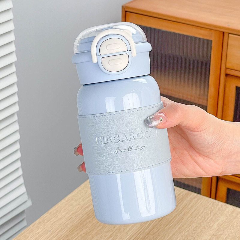 German Large-Capacity Thermos Cup for Women 2026 New Model with Straw Water Cup for Students Simple Dual-Drink Cold-Keeping Cup