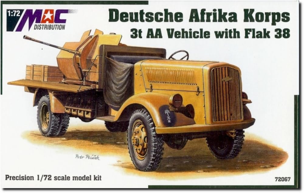 MAC Distribution German 3 Ton 4x2 Cargo Truck 38 Africa Corps Plastic Model MAC72067 1/72 w/Flak (Combat Vehicle)
