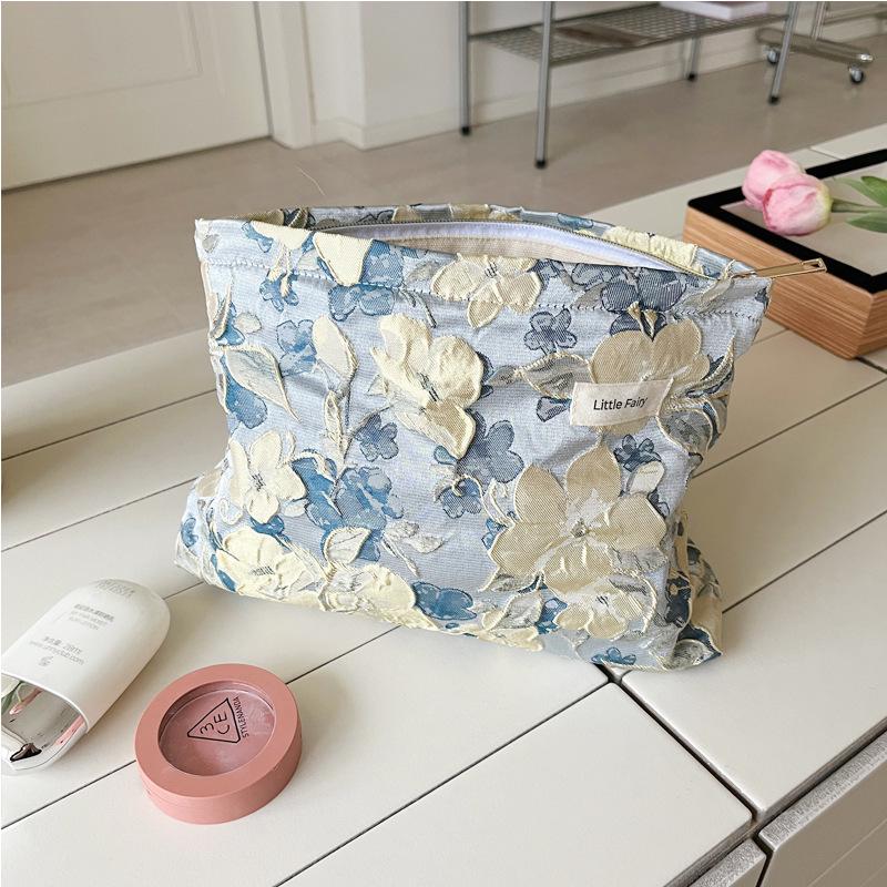 Pink Floral Makeup Bag: Women's Portable, Large Capacity, Small Size Travel Toiletry and Skincare Storage Bag