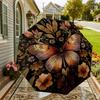 1pc Butterfly Flowers Automatic Folding Umbrella, Heavy Duty 8 Rib Iron Frame,  Suitable for Travel, Daily Use, Birthday, Decor Gift M0104078