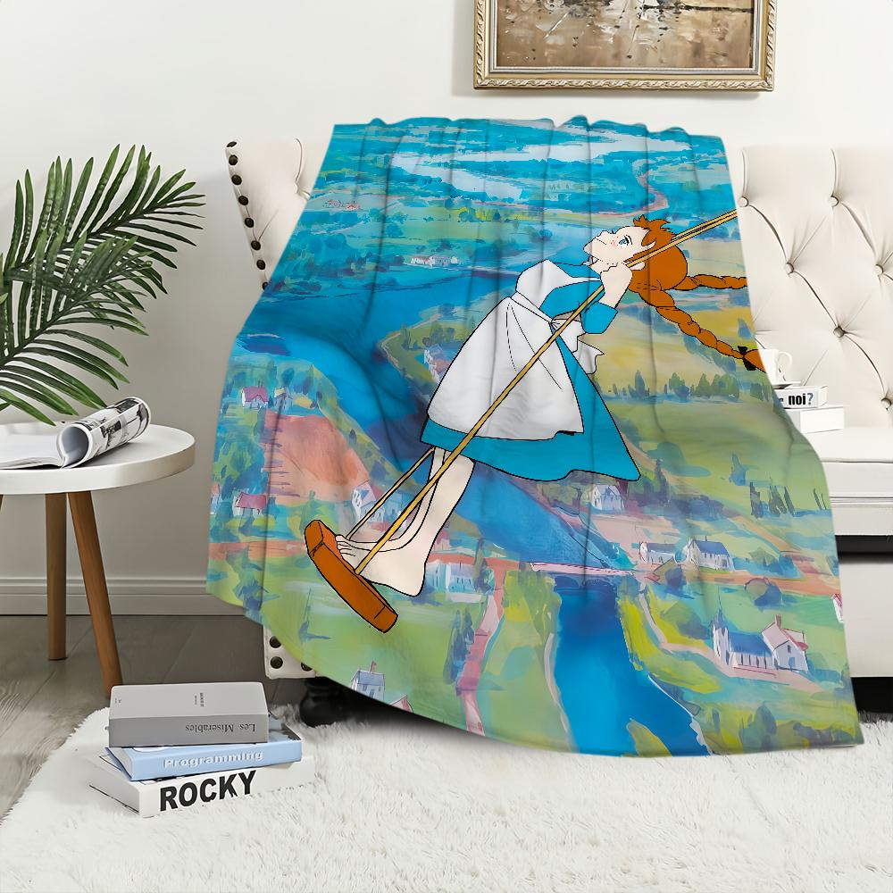 cartoon anime a-Anne of Green Gables Flannel warm comfort soft plush blanket for sofa living room hogar bedroom travel gift home