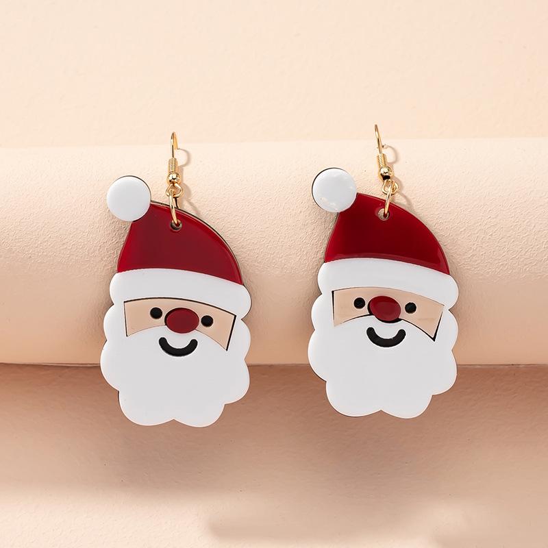 Cartoon Dinosaur & Santa Christmas Earrings Set for Women - Festive Tree Design