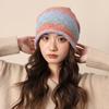 Fashion Ear Protection Gradual Change Wool Hat Showing Face Small Bag Head Stacking Hat Big Head Circumference Cold Hat Drawstring Crimping Knitted