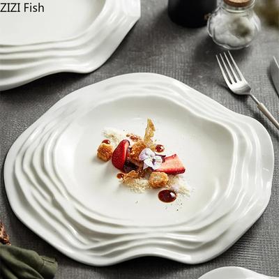 Creative Folding Plate Restaurant Gourmet Decoration Serving Tray Dinner Steak Dessert Cake Plate Kitchen Ceramic Tableware