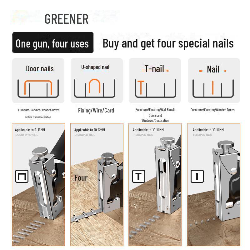 Pistola manuale per chiodi per falegnameria Green Forest: Porta Speciale & Cucitrice per Pittura a Olio Domestica