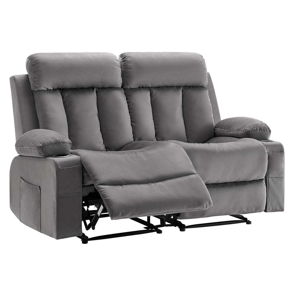 VEVOR Loveseat Recliner Sofa, Power Reclining Couch with Heating and Massage, Soft Velvet Electric Recliner Sofa with USB Ports