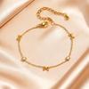 Dainty Bowknot Zircon Chain Bracelet for Women, Gold Plated Stainless Steel Thin Chain Charm Bracelet, Trendy Jewelry Party Gift