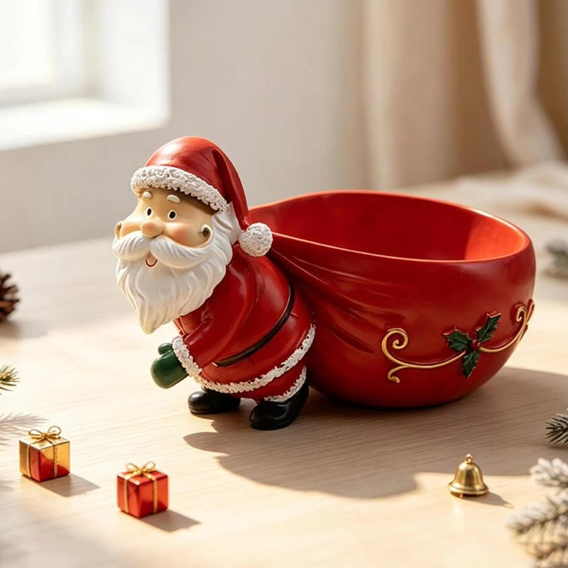 Christmas Santa Claus Design Resin Storage Container Christmas Candy Bowl for Home Party Table Entryway Festive Decoration