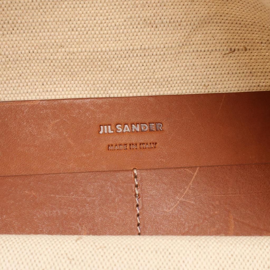 Used JIL SANDER FLAT SHOPPER Flat Shopper Tote Bag Canvas Leather Beige Brown Used Women