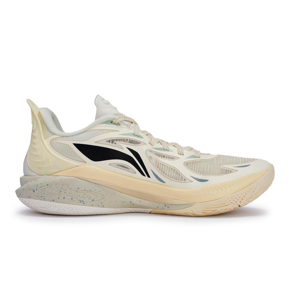 Li Ning SONIC 12 Slip Resistant, Abrasion Resistant, Breathable Low top Basketball Shoes Men's Beige Blue Yellow ABAU019-2(Team80-S-BOX)