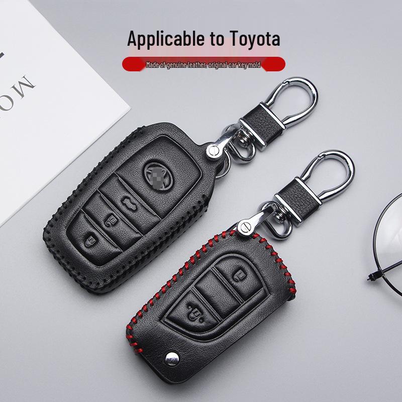 

Совместимый чехол для ключа для Toyota Corolla, Camry, Levin, Avalon, CHR, RAV4, Yize с брелоком Toyota Foldable 2-Key [Black Stitch Single Bag]