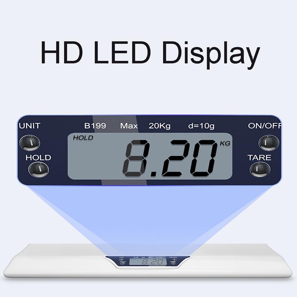 20kg Max Newborn Dog Cat Scales Multifunctional Smart Electronic Baby Weight Scale LED Display Household Measure Tool 21.65*13.19*1.78""