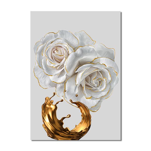 Modern Abstract White Flower Painting On Canvas Nordic Wall Art Posters and Prints Wall Pictures for Living Room Home Decoration
