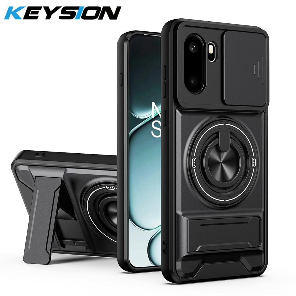 KEYSION Magnetic Phone Case for OnePlus 15R 5G 1+ Ace 6 6T Slide Camera Protection Upright Kickstand Ring Shockproof Back Cover
