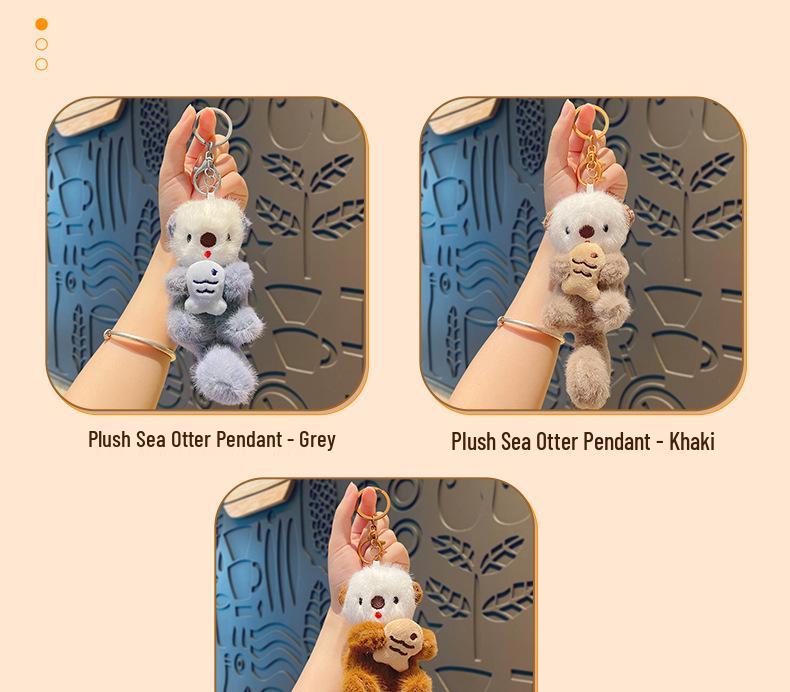 Pingente Chaveiro Fofo de Lontra Marinha de Pelúcia Desenho Animado - Charme de Bolsa Boneca Criativa Presente