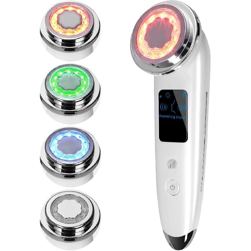 Face Massager Electric Face Lifting 4 In 1 Facial Massager Anti Aging Skin Tightening Firming Skin Care Tools (White)