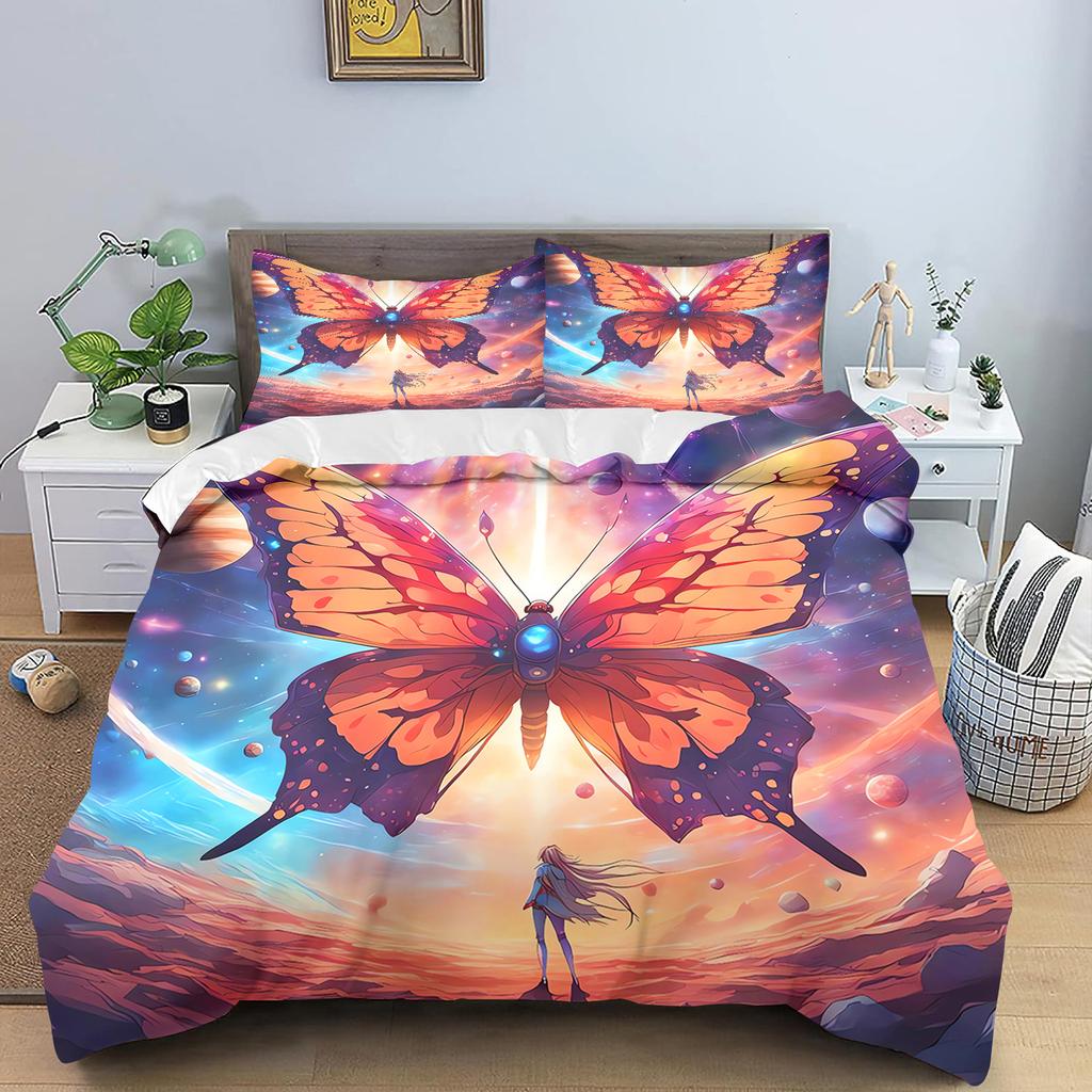 Comforter Butterfly Anime Home Bedroom Comforte Nordic Polyester Material Suitable For Children And Adults 2/3-Piece Set