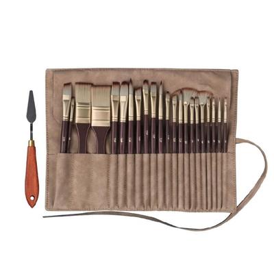 22Pcs Anti-sheding Nylon Paint Brush with Brush Holder, Perfect for Oil Acrylic Watercolor Painting