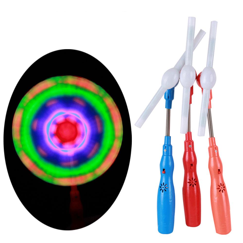 Led Magic Spinning Windmill Toy Creative Handheld Color Luminous Colorful Music Spinning Windmill Rotating Handle Child Classic