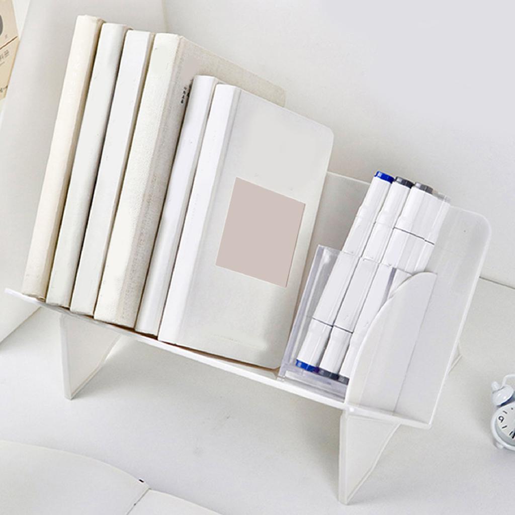 Desktop Small Bookshelf Simple Large Capacity Plastic Tilted Desk Book Storage Rack for Home