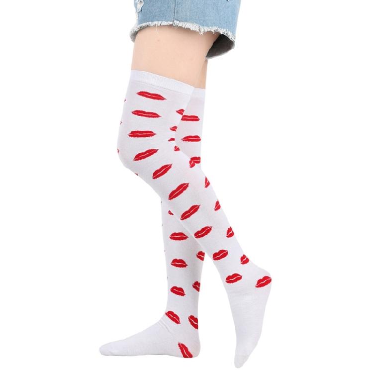 Valentines Day Over Knee Thigh High Stocking Cute Lip Heart Pattern Long Socks