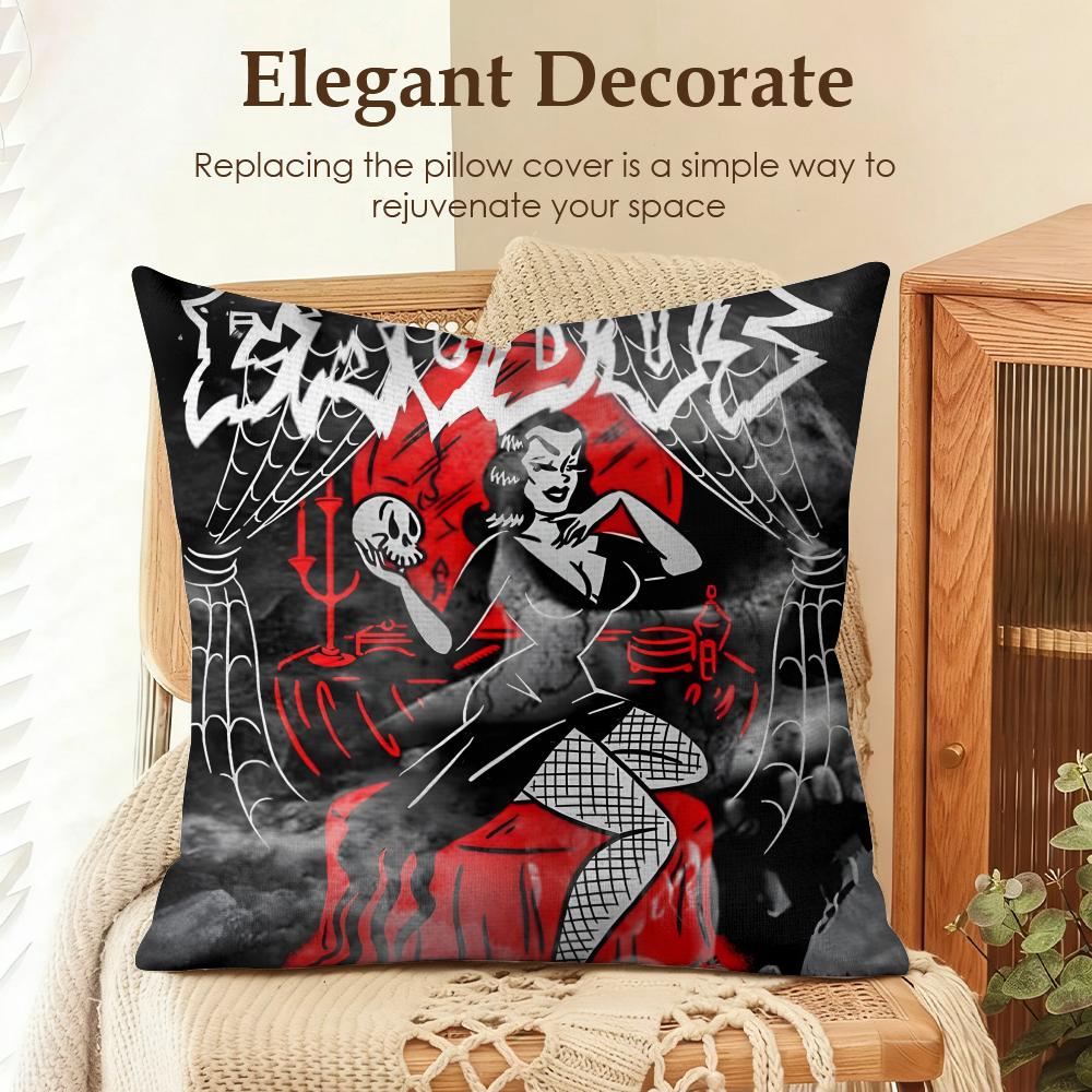Band EExodus Cushion Cover Natural Linen Organic Fabric DoubleSided Printing Sofa Home Decor Gift Pillow Case